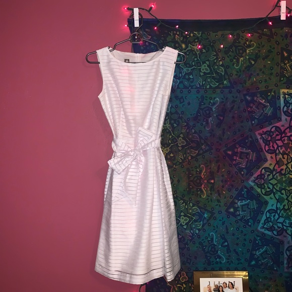 White Anne Klein Midi Tie-Front Dress - Picture 3 of 4